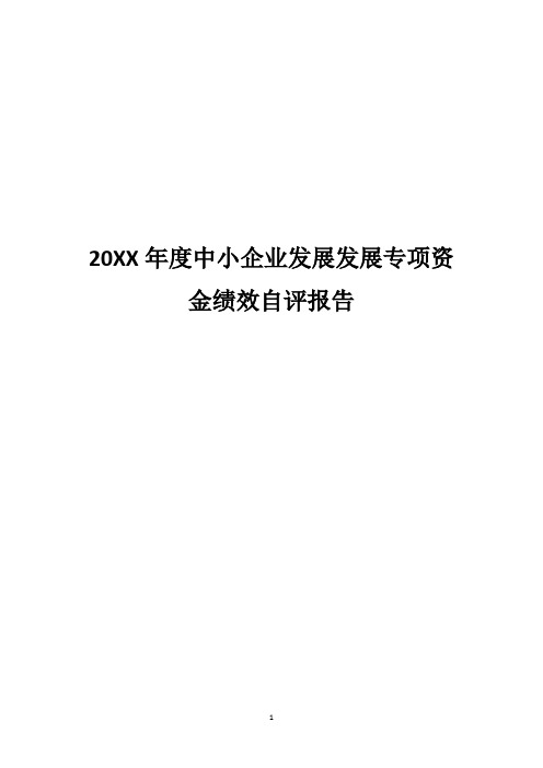 20XX年度中小企业发展发展专项资金绩效自评报告