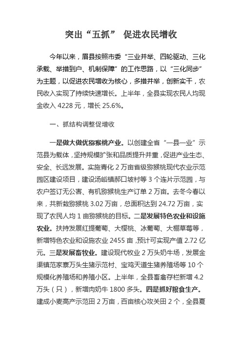 突出“五抓” 促进农民增收