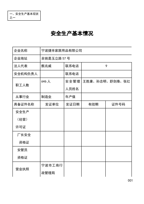 安全生产台帐表格