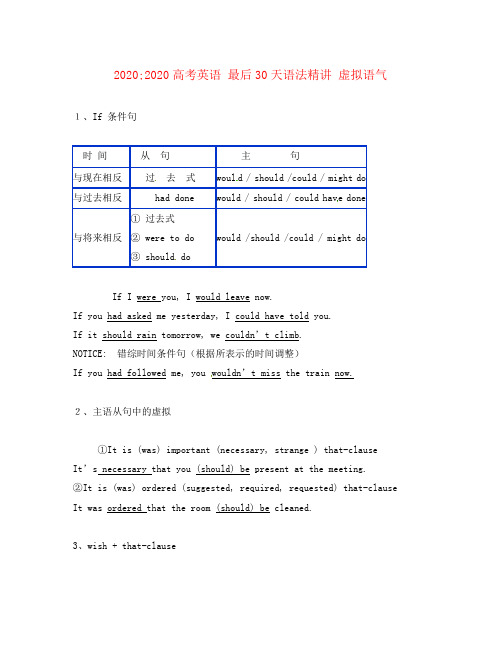 2020高考英语 最后30天语法精讲 虚拟语气