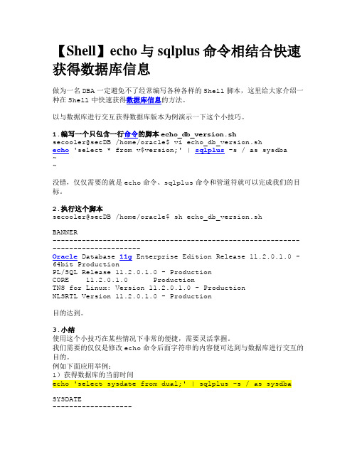 【Shell】echo与sqlplus命令相结合快速获得数据库信息