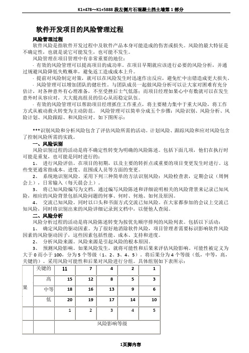 软件开发项目的风险管理过程