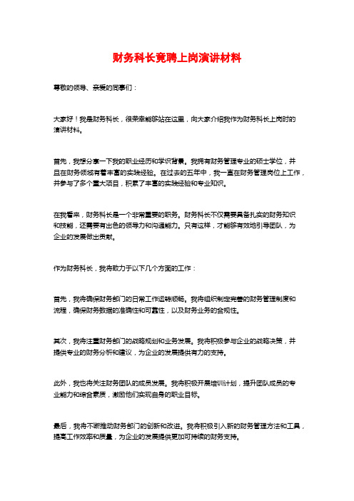 财务科长竟聘上岗演讲材料 (2)