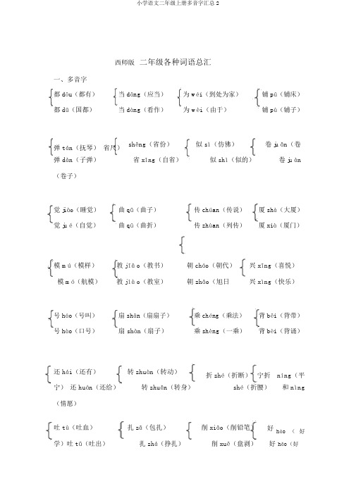 小学语文二年级上册多音字汇总2