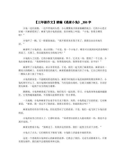 【三年级作文】续编《逃家小兔》_350字