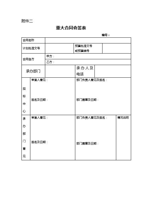 重大合同会签表