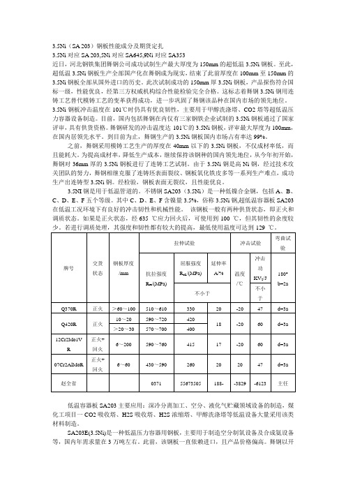 3.5Ni(SA 203)钢板性能成分及期货定扎