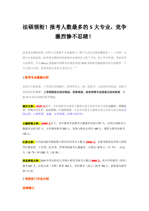 法硕领衔!报考人数最多的5大专业,竞争激烈惨不忍睹!