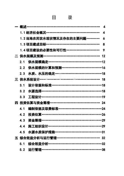 农村饮用水---可行性研究报告