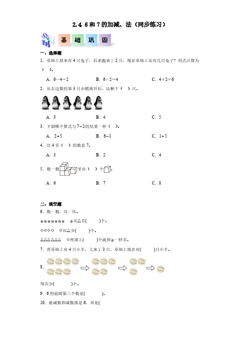  6和7的加减、法(同步练习 含答案)-(2024版新教材)一年级数学上册同步分层作业系列(人教版)