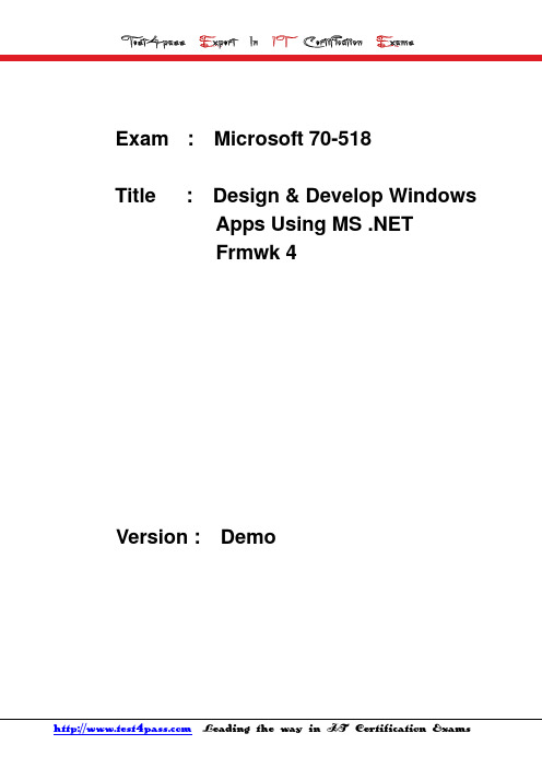 Test4pass Microsoft 70-518 exam dumps vce