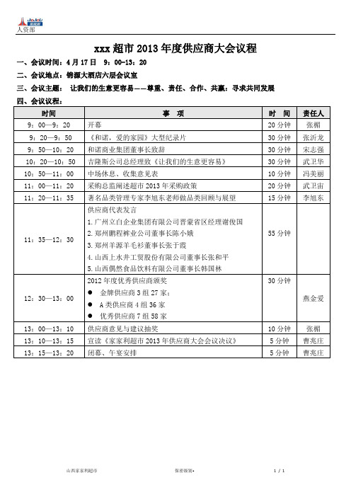 1.供应商会议2013年议程