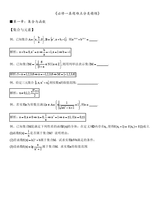 高一数学《必修一真题难点分类精练》