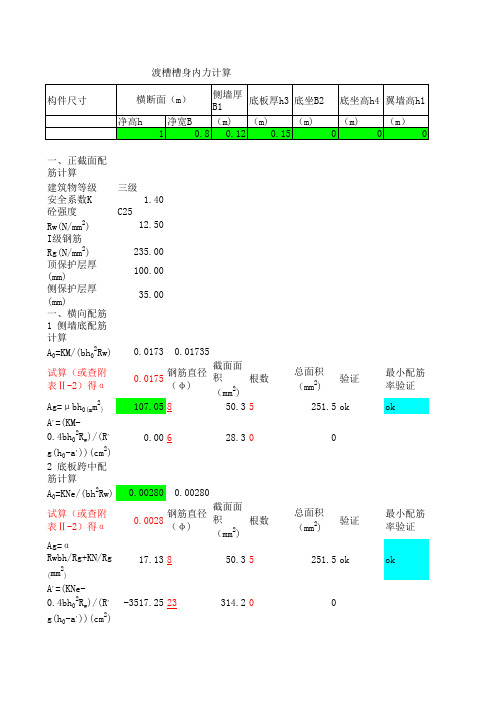 矩形渡槽内力配筋计算