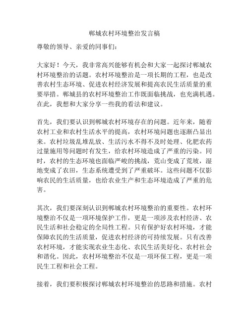 郸城农村环境整治发言稿