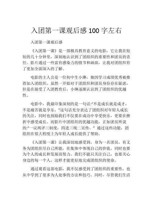 入团第一课观后感100字左右