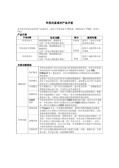 华苏还原系列 产品手册