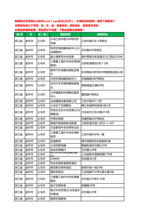 2020新版浙江省金华市义乌市空调工商企业公司商家名录名单黄页联系电话号码地址大全195家