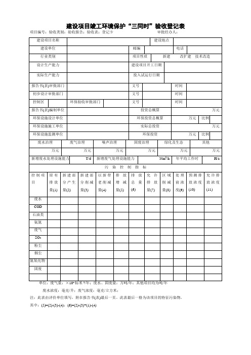 “三同时”验收登记表