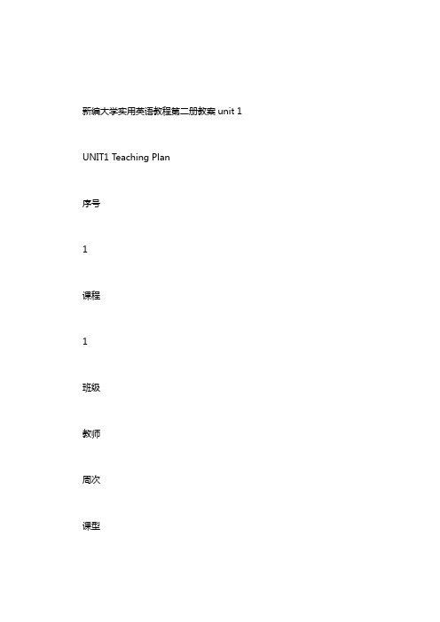 新编大学实用英语教程第二册教案unit 1