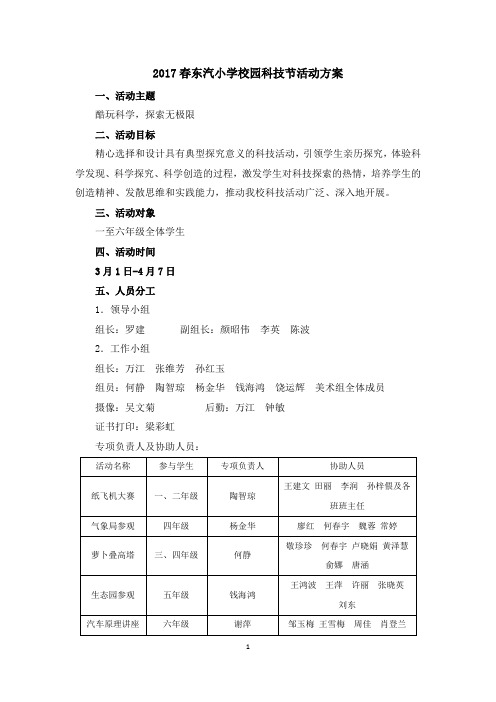 2017年东汽小学校园科技节活动方案2.24 (1)