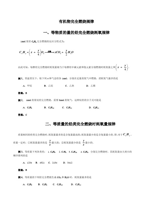 有机物完全燃烧规律(精校)