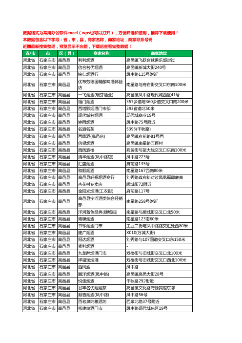 2020新版河北省石家庄市高邑县酒水批发工商企业公司商家名录名单联系电话号码地址大全142家