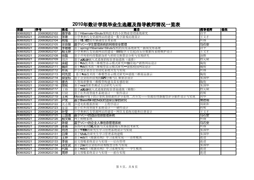 1 2010计科系毕业设计选题江汉大学