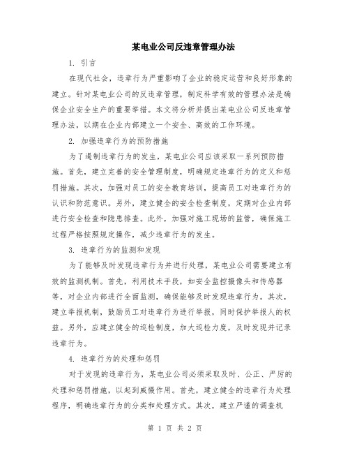 某电业公司反违章管理办法