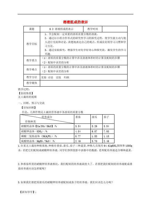 (沪教版)九年级化学：6.2《溶液组成的表示(第3课时)》