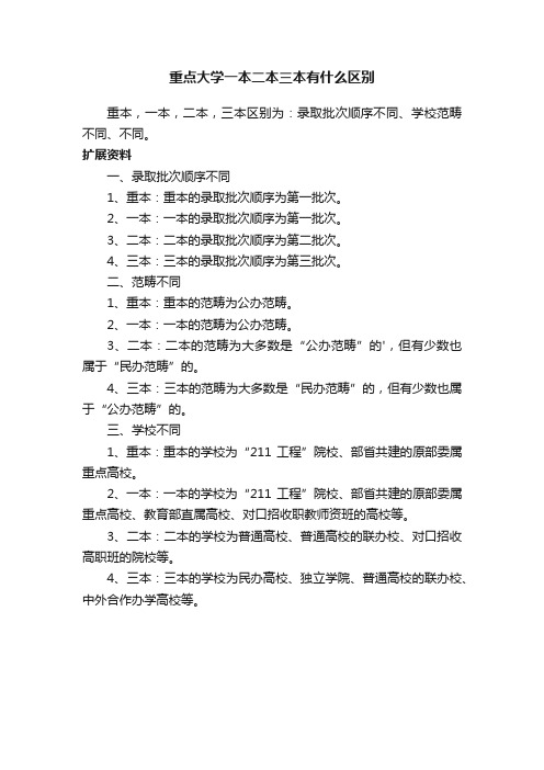 重点大学一本二本三本有什么区别