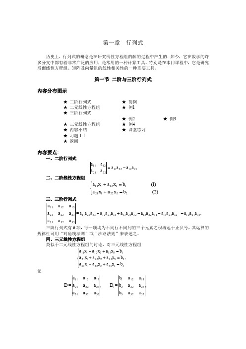 线性代数集锦按一行展开法则  矩阵的秩 矩阵运算 逆 分块矩阵 线性方程组消去法 克莱姆 二阶三阶 n阶行列式