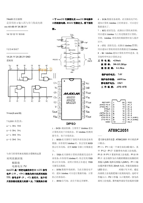 74ls00 max232 89c51的引脚图