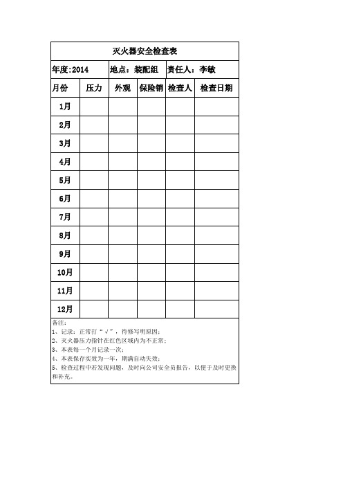 消防器材安全检查表