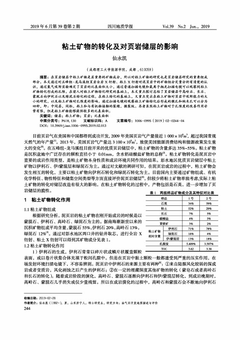 粘土矿物的转化及对页岩储层的影响