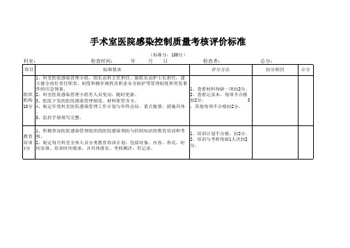 手术室院感考核标准