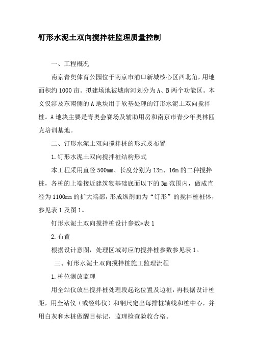 钉形水泥土双向搅拌桩监理质量控制-最新文档资料