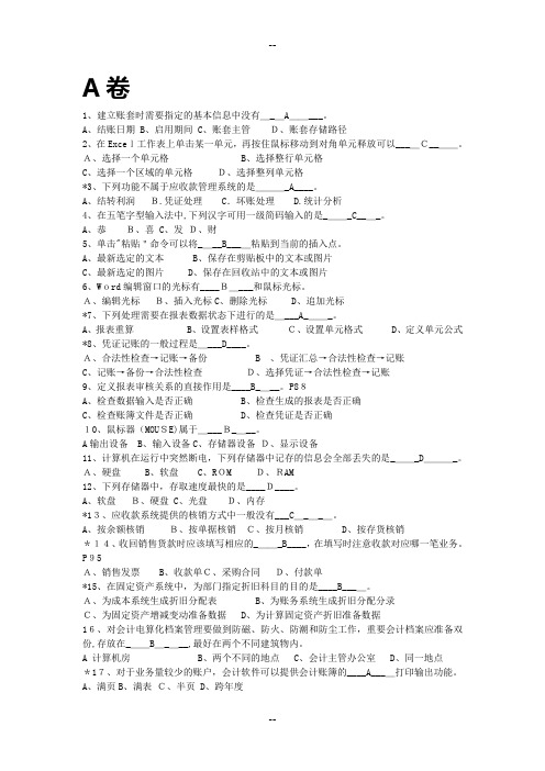 会计电算化理论模拟试题