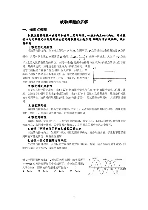 2022-2023高中物理--机械波--专题：波动问题的多解