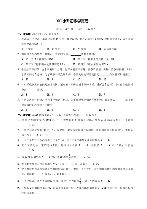 2019年成都市西川中学小升初数学模拟考试(pdf版,含解析)