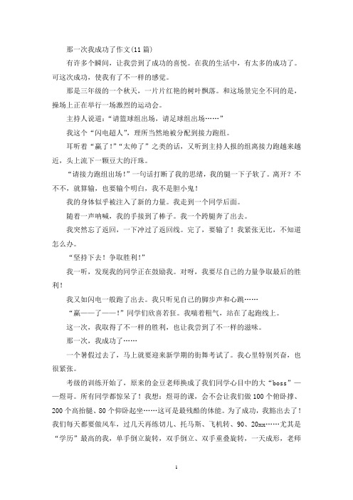 那一次我成功了作文(11篇)(精选)