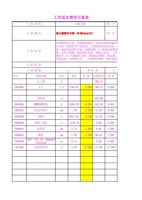 5506.06独立避雷针安装(针高30m以内)