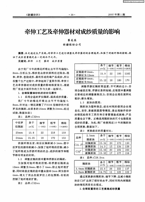 牵伸工艺及牵伸器材对成纱质量的影响