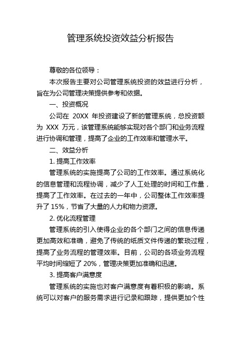 管理系统投资效益分析报告