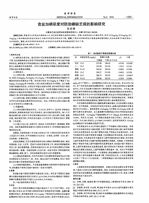 食盐加碘浓度对防治碘缺乏病的影响研究