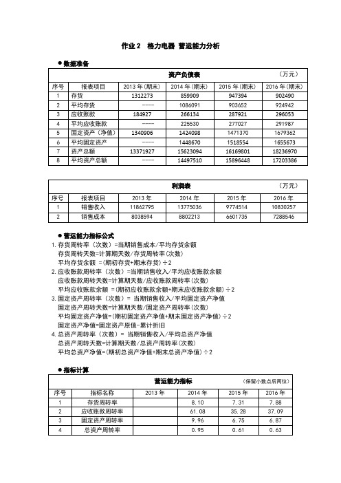 格力电器营运能力分析