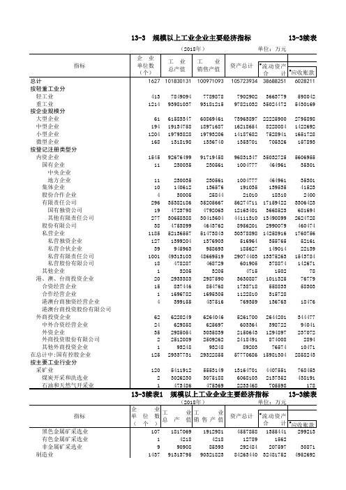 唐山市统计年鉴2019社会经济发展指标数据：13-3规模以上工业企业主要经济指标