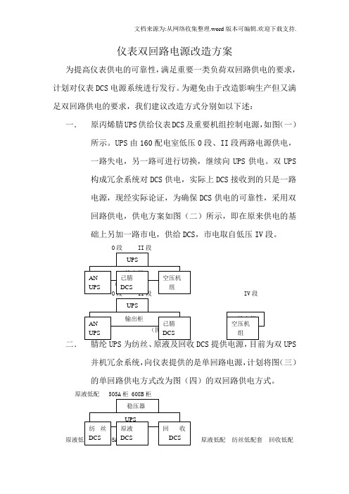 仪表双回路电源改造方案