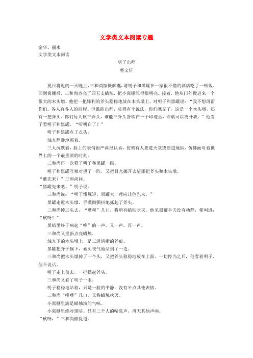 中考语文试卷全集汇编: 文学类文本阅读专题