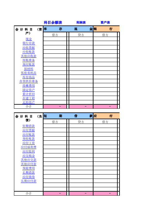 EXCEL美观记账、T型户、科目汇总表、余额表、资产表、损益表、现金流量表、财务报表